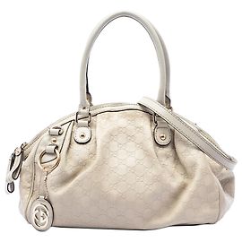 White Gucci Guccissima Sukey Satchel White
