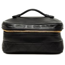 Black Chanel CC gesteppte Lammleder Vanity Bag Schwarz