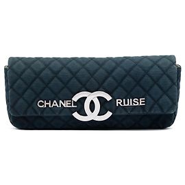 Blue Chanel Quilted Canvas CC Cruise East West Flap Clutch Blue