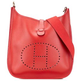 Borsa a tracolla Hermès Evelyne I 33 in pelle Clemence rossa Rosso