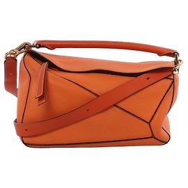 Loewe Puzzle Medium Leather 2Way Handbag in Orange Orange