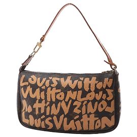 Louis Vuitton Pochette Accessoire Monogram Graffiti Handbag in Brown M92193 Brown