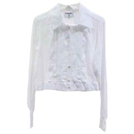 Top Chanel de algodón blanco Blanco