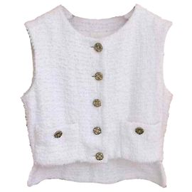 Haut en tweed blanc Chanel Taille 36 Blanc