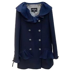 Chanel Navy Blue Wool Coat Navy blue