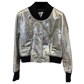 Jaquetas de Couro Chanel Prata