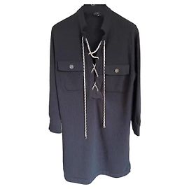 Robe Chanel en cachemire noir Noir