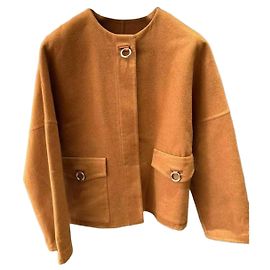 Manteau Hermès Orange en Cachemire Taille 34 Orange