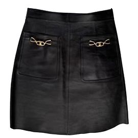 Jupe en cuir noir Céline Taille 36 Noir