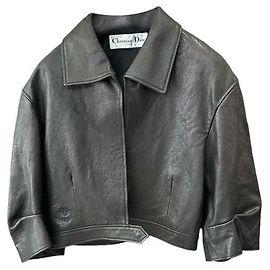 Autre Marque Veste Dior Bar en cuir noir Noir