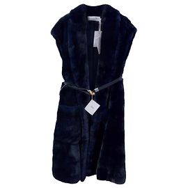 Autre Marque Cappotto Dior in visone blu navy taglia 36 Blu navy