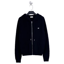 Céline Maille en Cachemire à Capuche Noire Multicolore