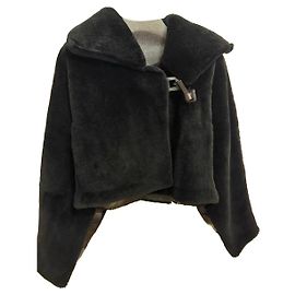 Hermès Black Shearling Coat Size 36 Black