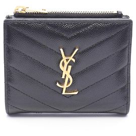 Autre Marque Saint Laurent Paris Monogram Bi-fold Wallet Black