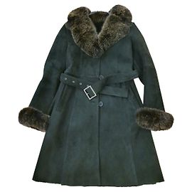 Yves Salomon Black Shearling Coat Women Size 36 Black