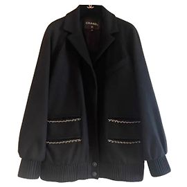 Manteau Chanel noir en cachemire Noir