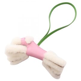 Charm Buddy Hermès in agnello rosa verde bianco Rosa Bianco Verde Verde chiaro