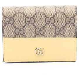 Cartera bi-fold Gucci GG Supreme Double G Castaño Beige Amarillo