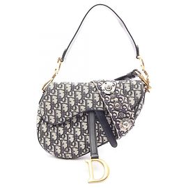 Christian Dior Dior Saddle Bag Beige Navy blue