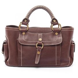 Céline mala Celine Boogie Bag em couro castanho Marrom