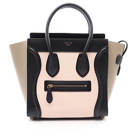 Céline Borsa Tote Celine Luggage Micro Shopper Nero Beige Crudo