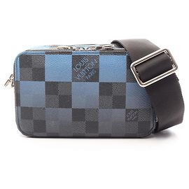 Bolsa de Ombro Louis Vuitton Alpha Wearable Wallet Preto Azul Damier ebene