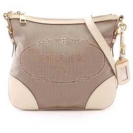 Borsa a tracolla Prada LOGO JACQUARD Beige Crudo