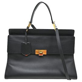 Balenciaga Le Dix Zip Cartable Top Handle Leather Medium Black