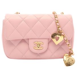 Bolso de hombro Chanel Mini Matelassé de piel de cordero rosa Rosa