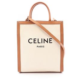 Céline Celine Small Vertical Cabas Tote Bag Brown Cream