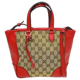 Bolsa Gucci Bree GG Canvas com couro Small Bege