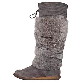 Christian Dior Gray Suede & Fur Boots - EU 37.5 Pre-owned Other
