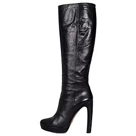 PRADA Black Leather Knee-High Boots — EU 38 Pre-owned Other