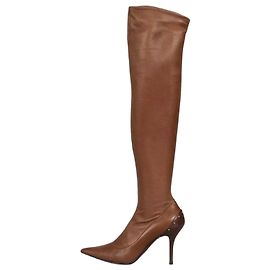 GUCCI Brown Leather Over-The-Knee Boots — EU 37.5 Pre-owned Other