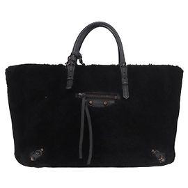 Balenciaga Papier A4 Classic Studs Shearling Medium Schwarz