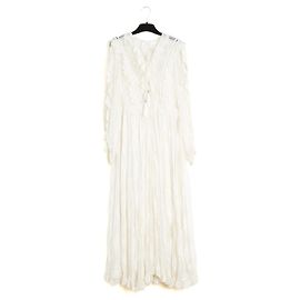 Zimmermann Swiss Dot Silk Muslin Ruffles Maxi Dress Ecru White