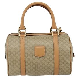 Céline Celine Boston Triomphe Coated Canvas Small Bege