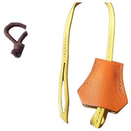 Hermès Clochette et Tirette Cuir Orange Jaune Orange Jaune