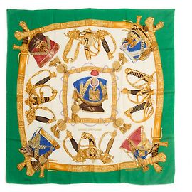 Hermès Pañuelo Seda Twill 90 Grand Uniforme Verde Verde