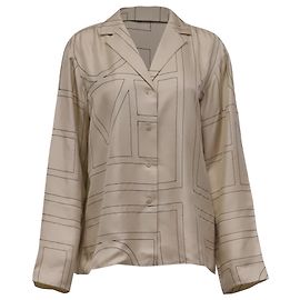 Camisa de pijama Totême com logótipo bordado em seda marfim Branco Cru
