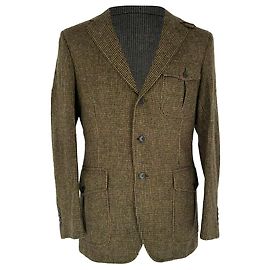 Polo by Ralph Lauren Single-Breasted Tweed Blazer in Brown Wool Brown