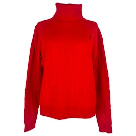 Pull à col roulé Polo Ralph Lauren en laine rouge Rouge