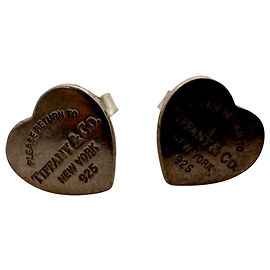 Tiffany & Co. Return to Tiffany Heart Tag Stud Earrings in Silver  Silvery