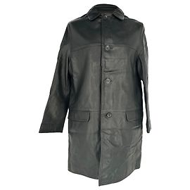 Ralph Lauren Single-Breasted Coat in Black Leather  Black