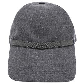 Brunello Cucinelli Flannel Baseball Cap in Grey Wool Grey