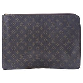 Louis Vuitton Brown Cloth Monogram Poche Documents Portfolio Clutch Bag Brown