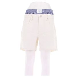 Alexander Wang Pantalones cortos de denim crema con calzón integrado Beige