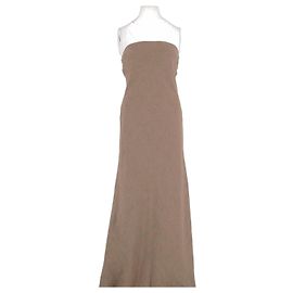 Autre Marque Vestido Naked Shoulders de linho bege Bege
