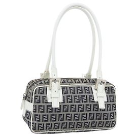 FENDI Zucchino Canvas Handtasche Navy Silver Andere