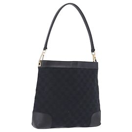 GUCCI GG Canvas Shoulder Bag Black Gold Tone 33900 Altro